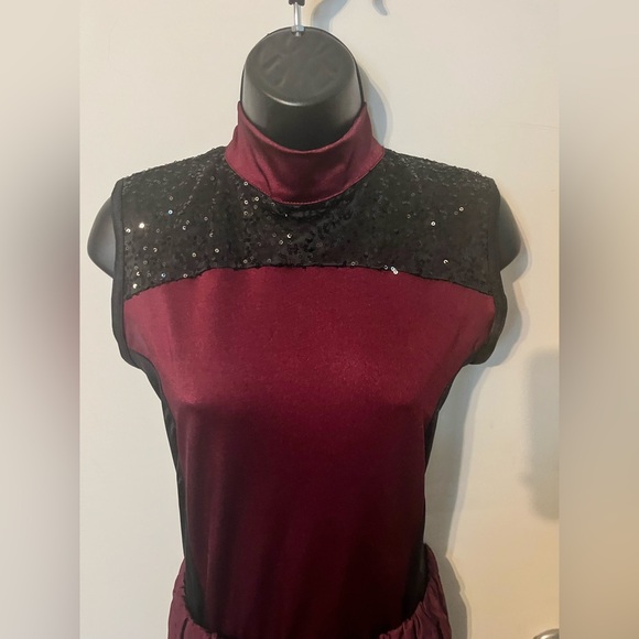 Weissman Womens Dance Costume Jogger Jumpsuit 2 Piece Pray for me Sz LA Maroon - Picture 4 of 13